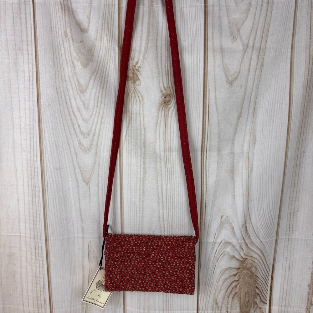 Isabella's Journey Crossbody Bag Textured Cobblestone Wallet with Strap Red - Picture 10 of 16